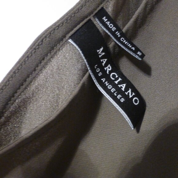 MARCIANO by GUESS olive green long chiffon one shoulder top - Picture 4 of 7